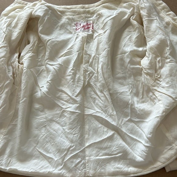 VTG cream knit jacket with embroidery trim, fully lined, Specialty House size SP - Picture 6 of 7